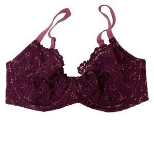 Body by Victoria Unlined Demi Bra in Burgundy Lace Size 34DDD